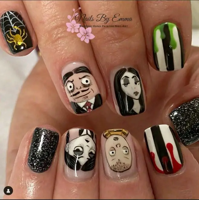 Addams Family Nails