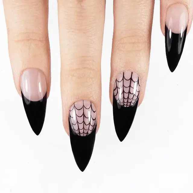 Spider Web Halloween Nails