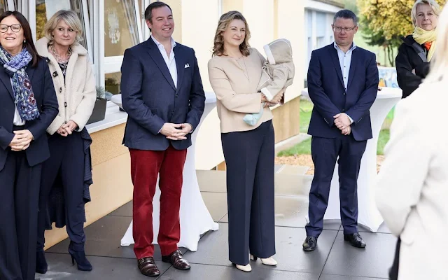 Princess Stephanie wore a beige top by Natan. SOS Kannerduerf Letzebuerg - SOS Children's Village Luxembourg