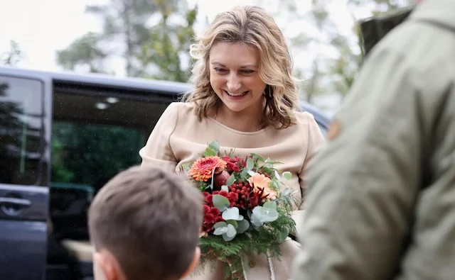 Princess Stephanie wore a beige top by Natan. SOS Kannerduerf Letzebuerg - SOS Children's Village Luxembourg