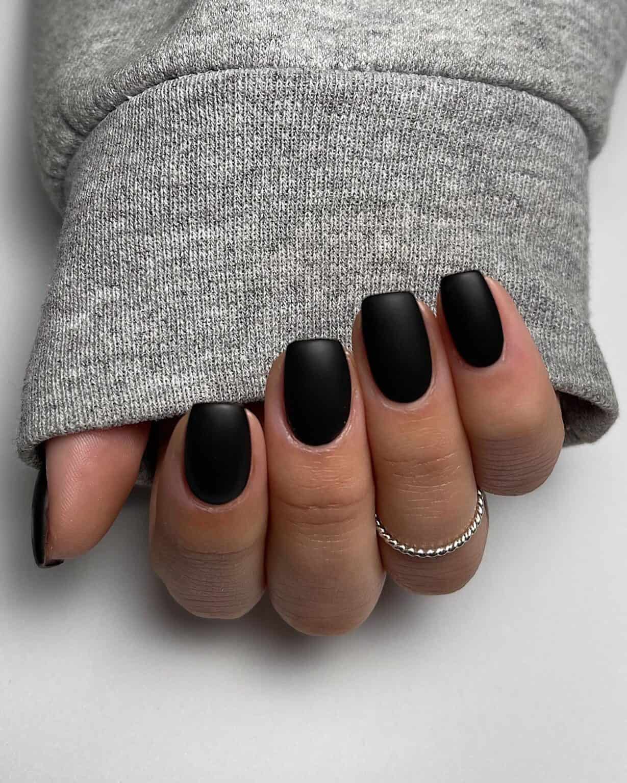 Black Nail Designs | Short Matte Black Nails
