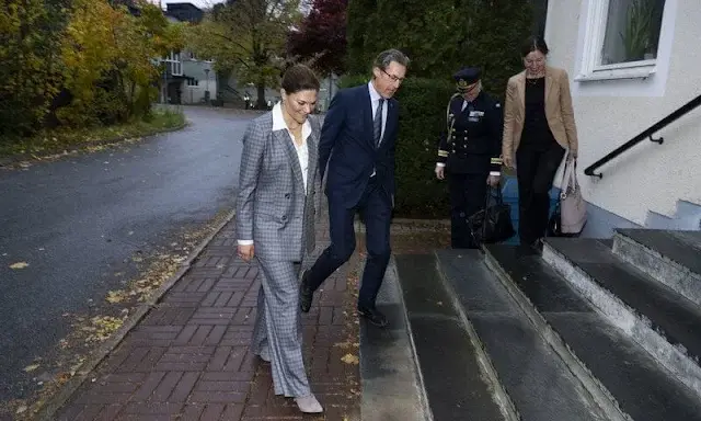 Crown Princess Victoria wore By Malina Sandy Ash Check Blazer and Carlotta high waist suit pants