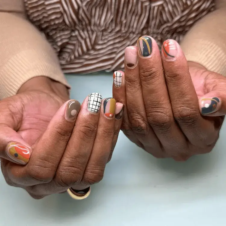 Earthy Abstract Mismatched Nails