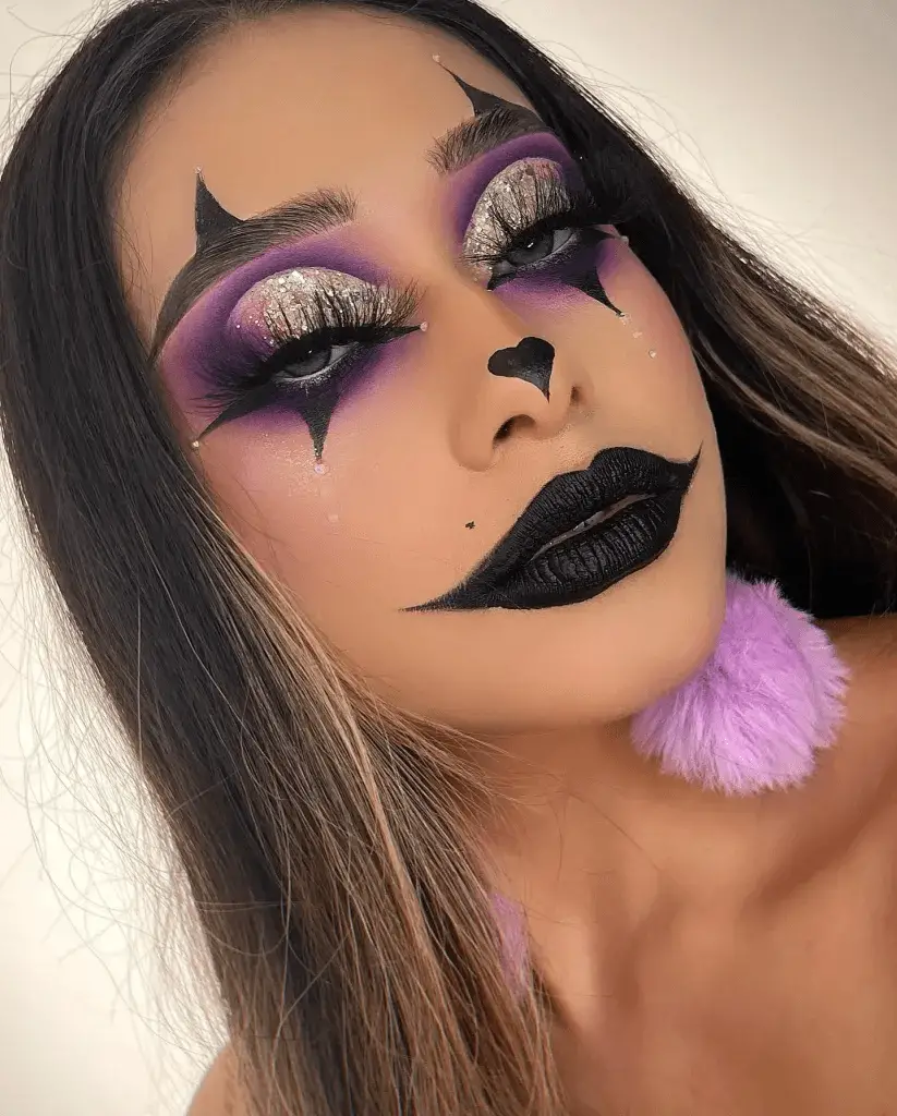 Purple Glitter Clown Makeup