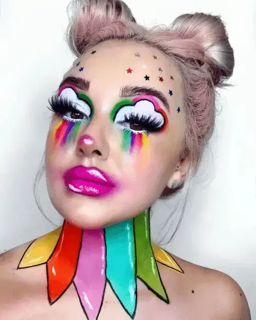 Cute Rainbow Clown Makeup