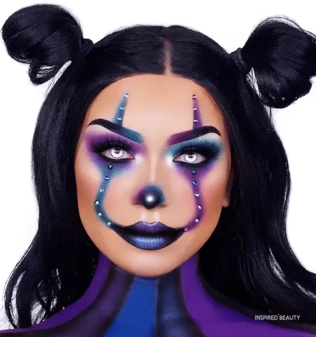 Blue and Purple Clown Makeup