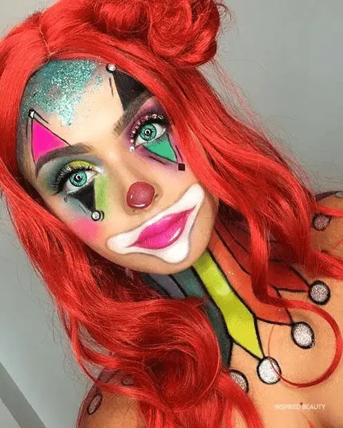 Bright Color Rainbow Rodeo Clown Makeup