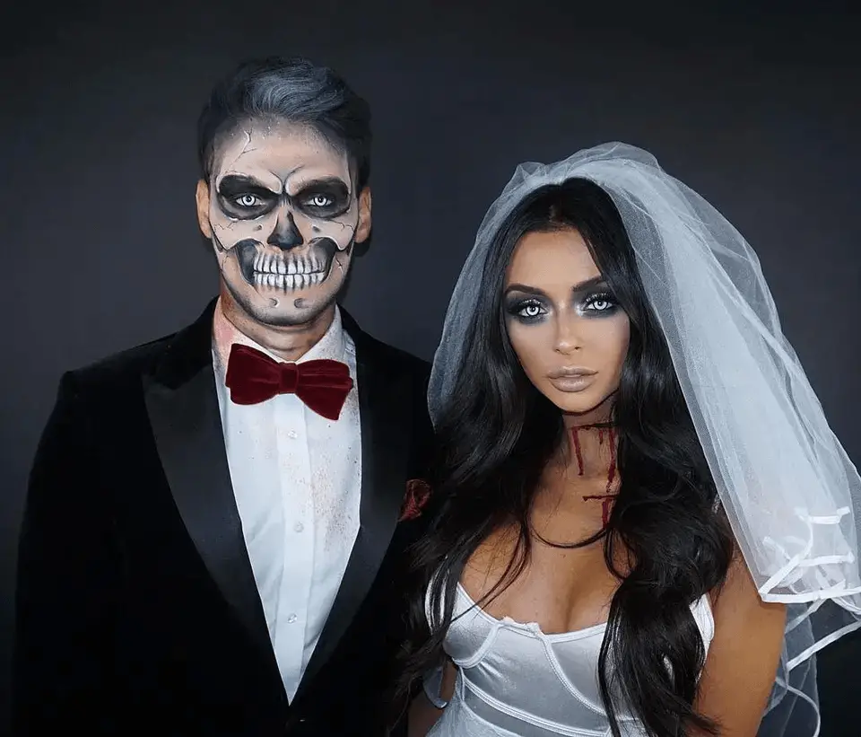Skeletal Bride and Groom Couples Halloween Costume