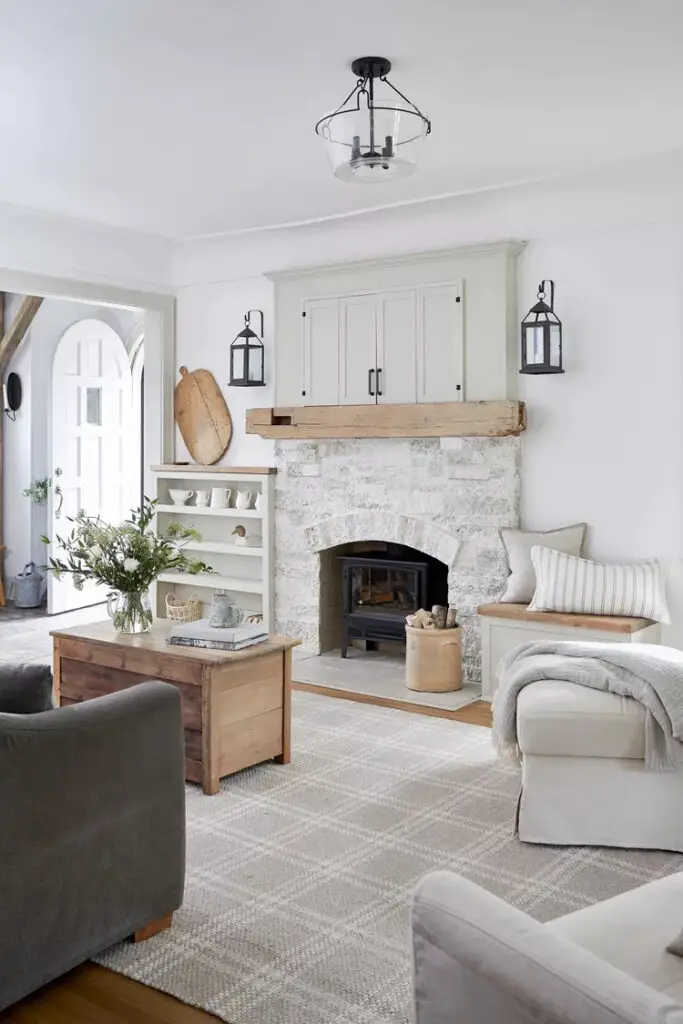 Neutral Brick Fireplace