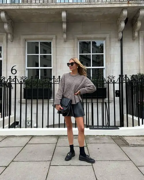 Sweater + Miniskirt + Socks + Loafers