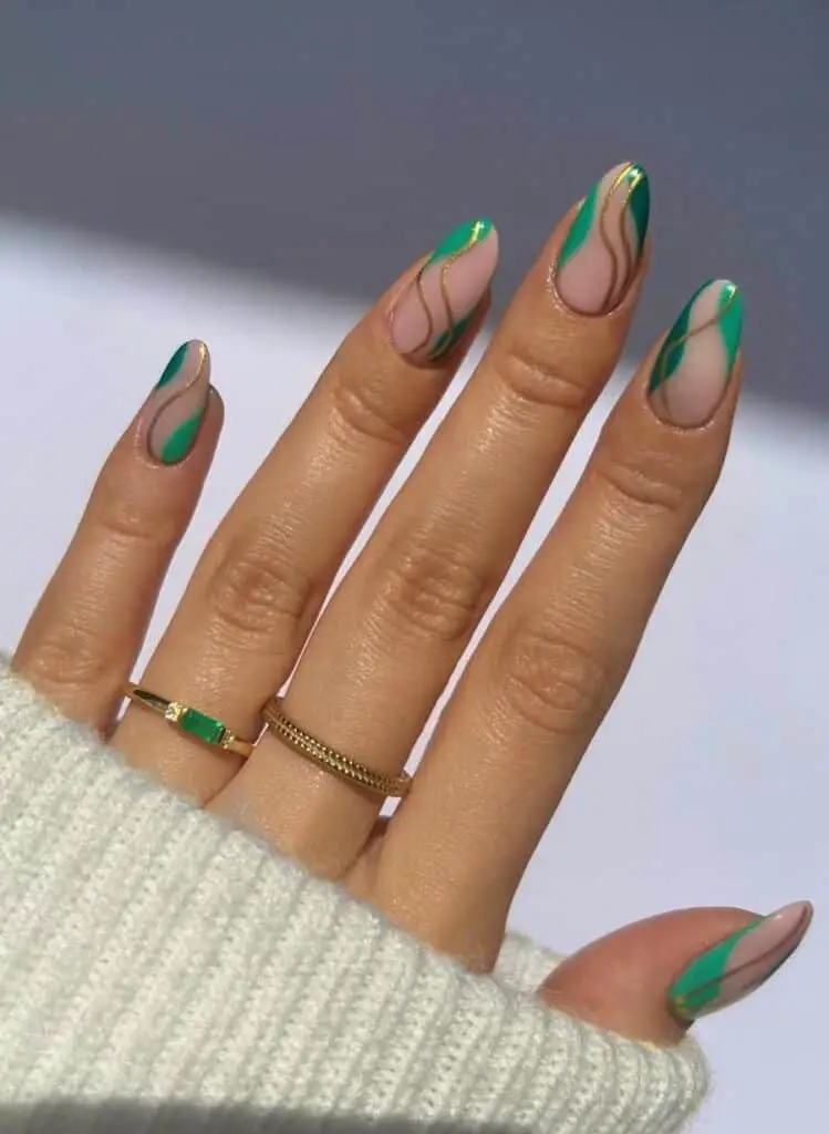 Shades of Green w/ Gold Waves