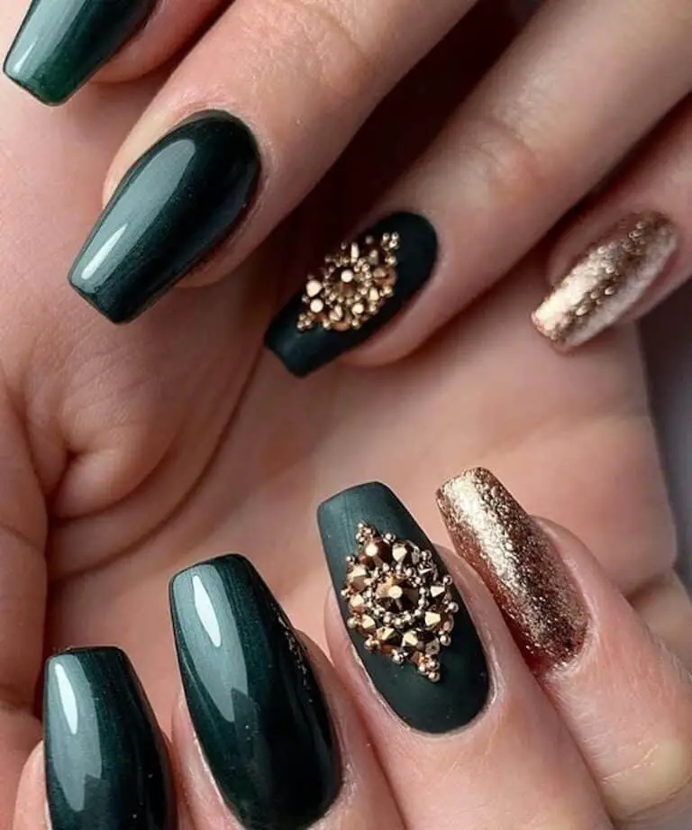 Dark Green w/ Glittering Gold + Gems