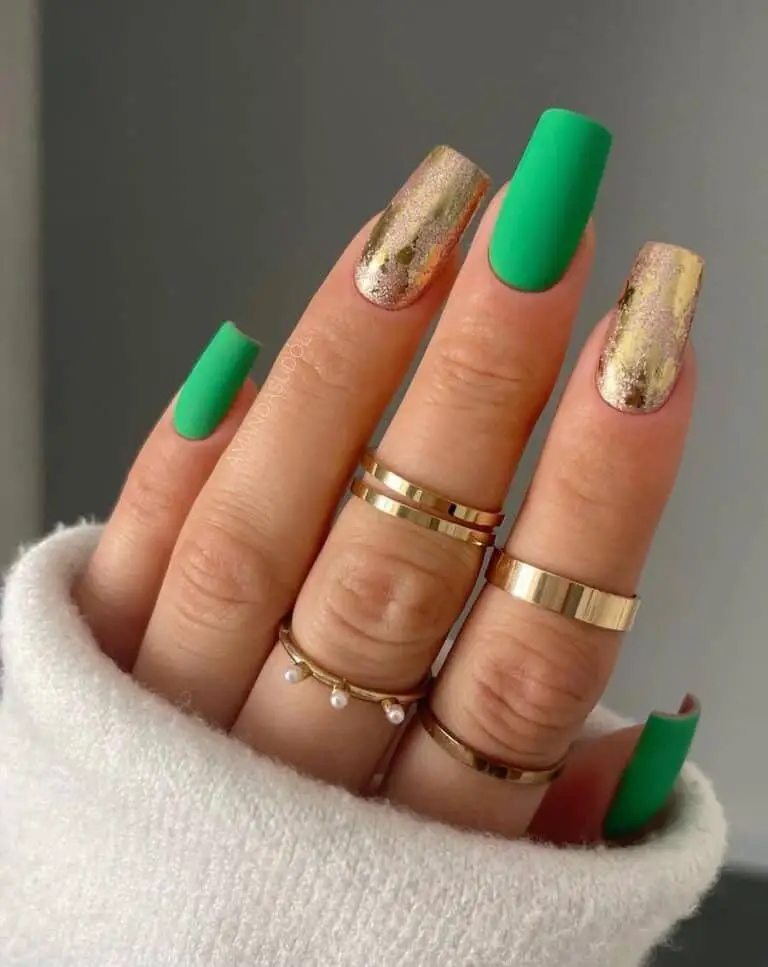 Kelly Green & Distressed Gold Polish