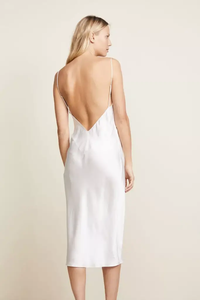 Backless Wedding Dresse For the Minimalist Bride: Olivia von Halle Issa Ivory Slip