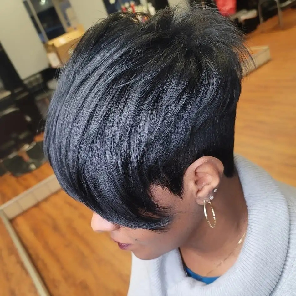 Asymmetric Pixie for Relaxed Hair