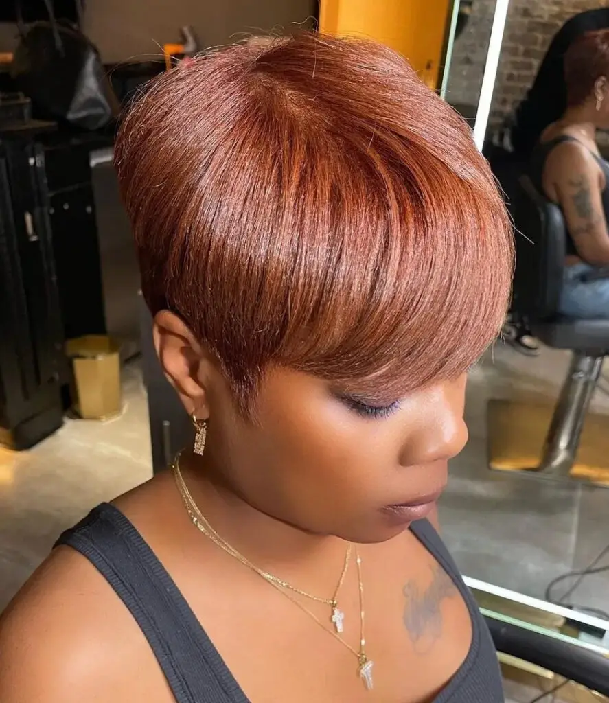 Copper Red Pixie for Relaxed Hair