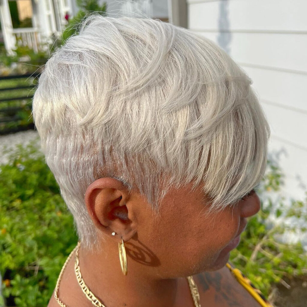 Titanium Blonde Pixie Cut