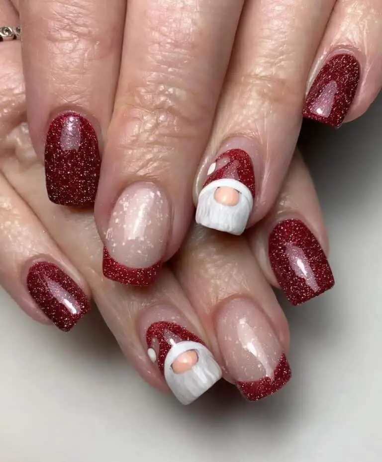 Sparkly Santa Nails