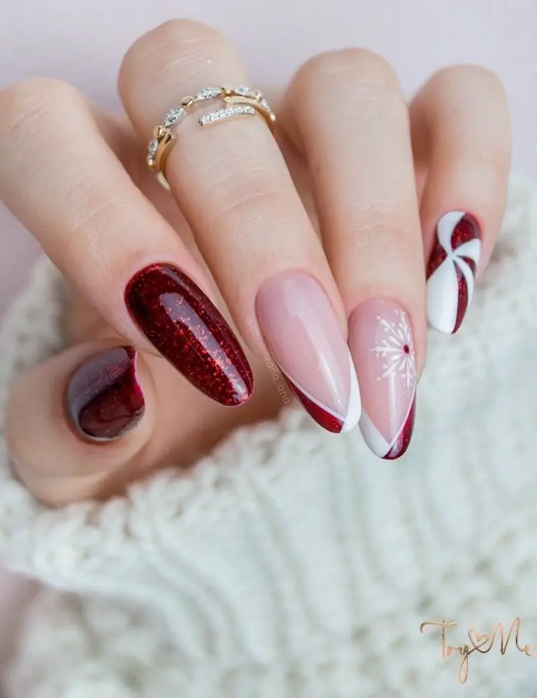 Snowflake and Stripe Nails