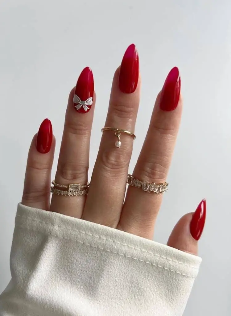 Red and White Christmas Nail Ideas: Gift Wrap Nails