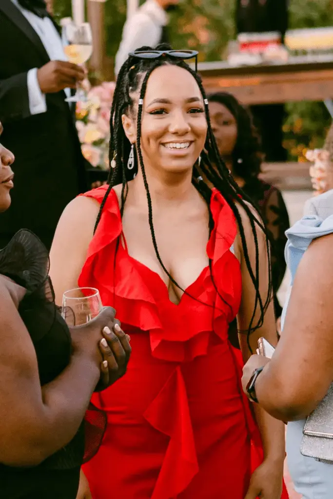 Half-Up, Half-Down Wedding Guest Hairstyles: Faux Tuck / Half-Up Box Braids