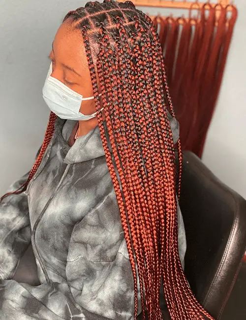 Fiery Red Knotless Braids