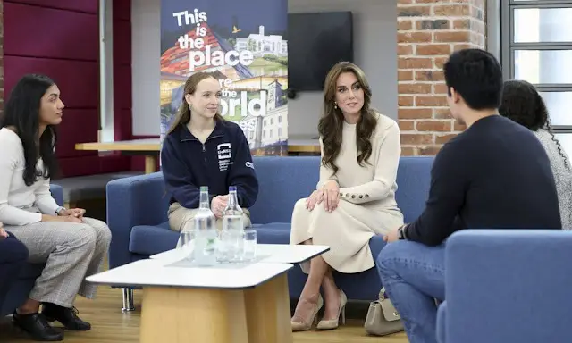 Kate Middleton wore a new Sami natural jumper by Sezane. Sezane Naelle Skirt. World Mental Health Day event