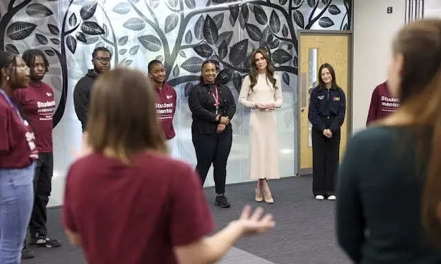 Kate Middleton wore a new Sami natural jumper by Sezane. Sezane Naelle Skirt. World Mental Health Day event