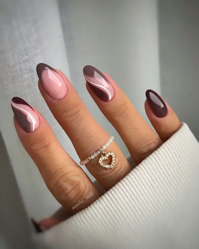 Glossy Swirls by Monika | Fall Nail Designs 2023