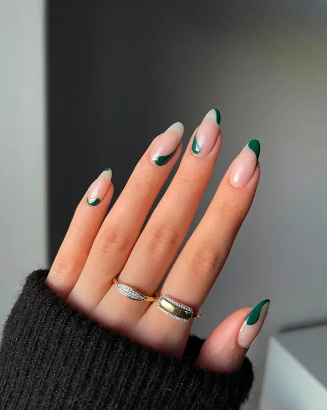 Emerald Swirls by Sarah | Fall Nail Designs 2023