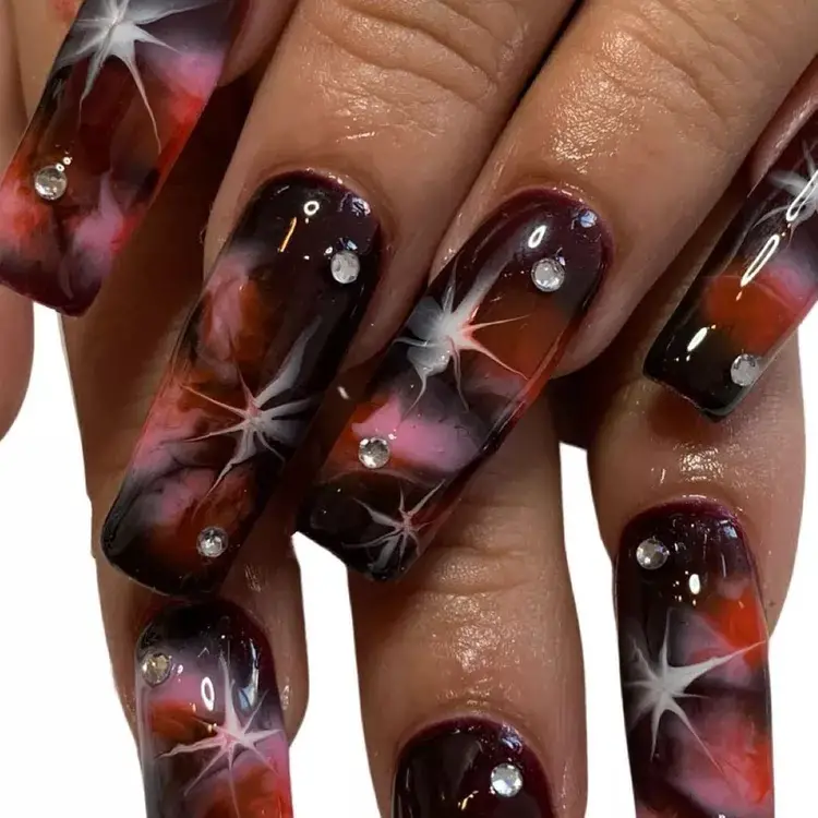 Burgundy Nail Designs - Burgundy Cosmos Nails | Fall Nails