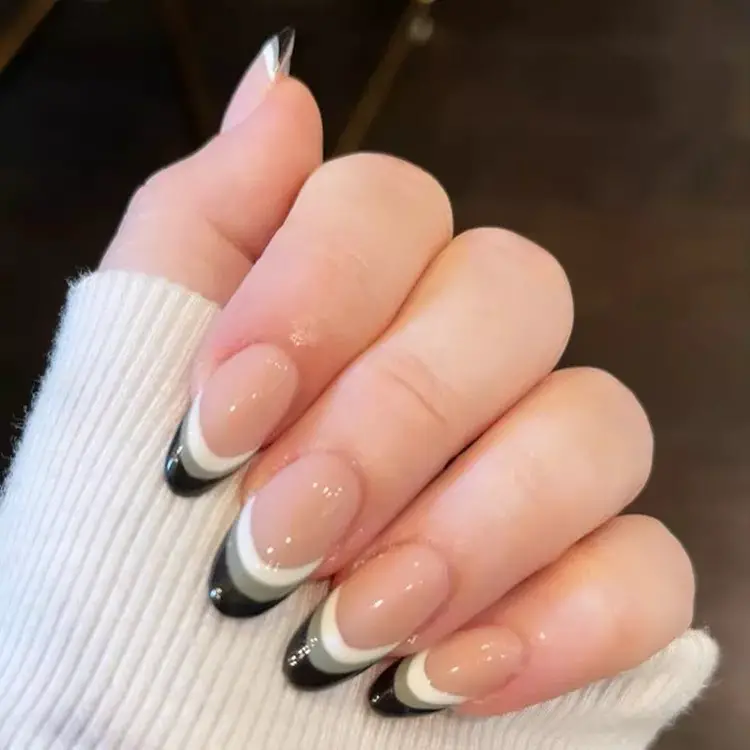 Gray Nail Polish Inspirations - Triple Gray French Tips