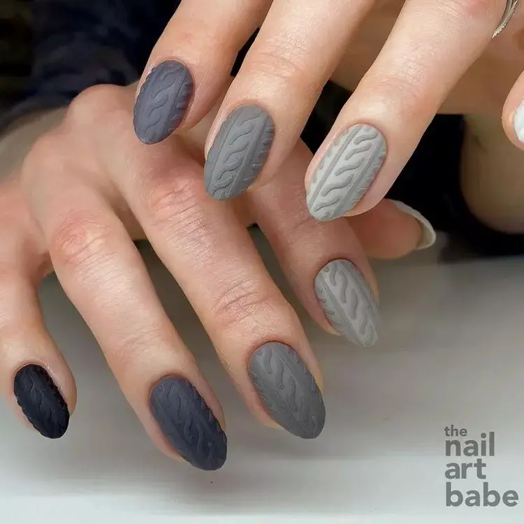 Gray Nail Polish Inspirations - Gray Sweater Nails