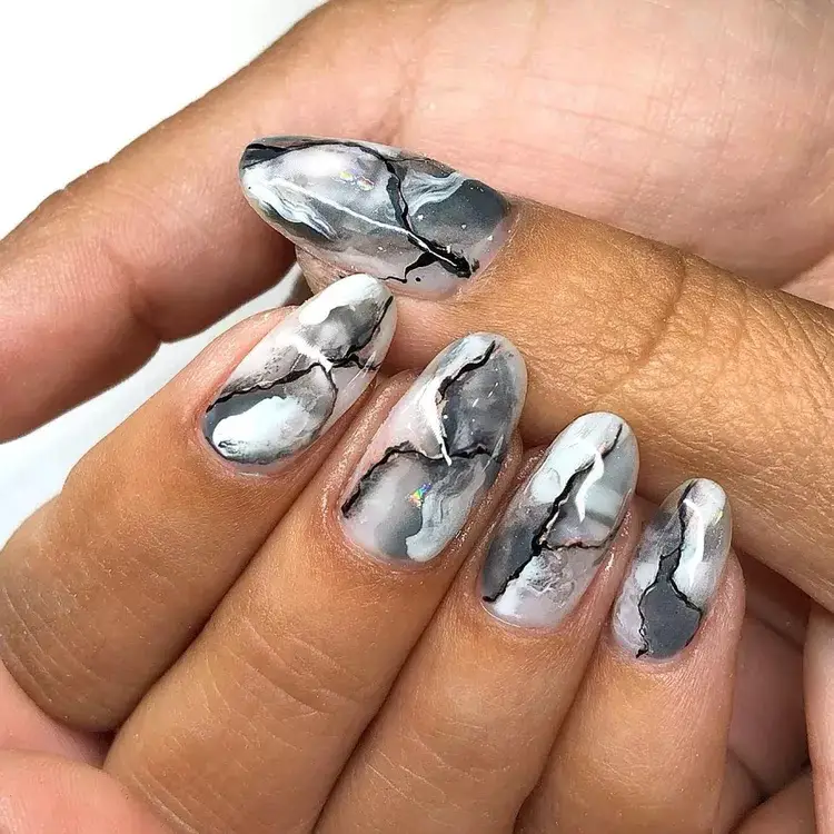 Gray Nail Polish Inspirations - Gray Marble Nails