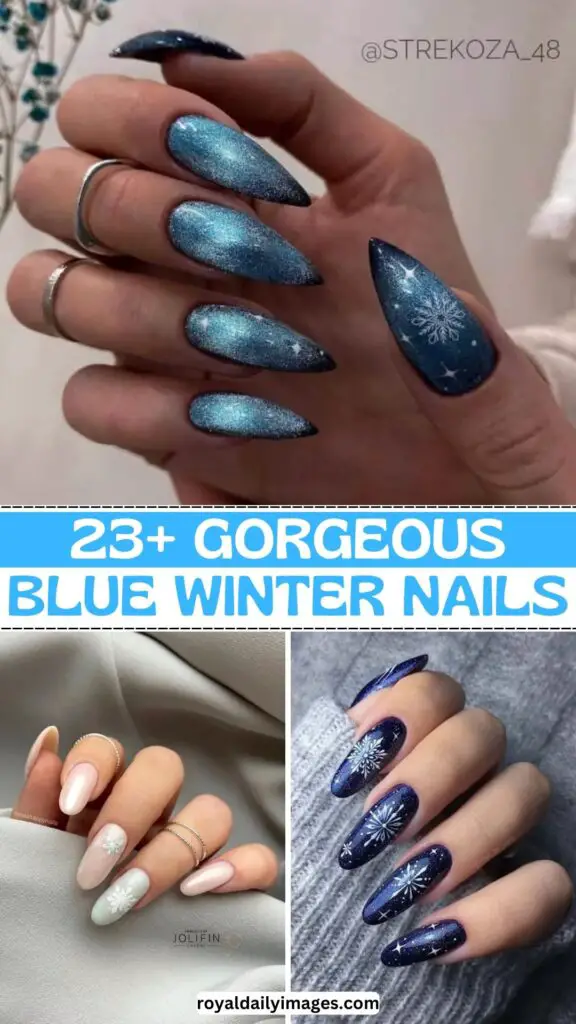 23+ Captivating Blue Snowflake Nails for a Stylish Winter Look