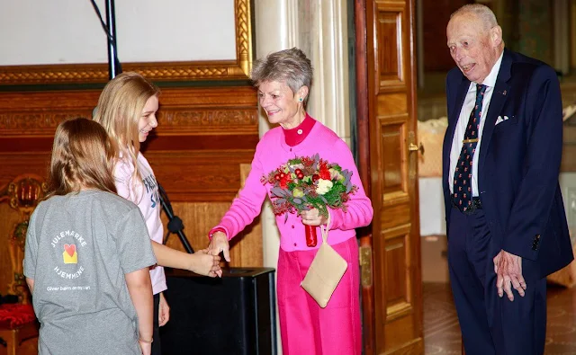 Crown Princess Mary wore a new Jacqui B akina wine dress by Saloni. Count Ingolf and Countess Sussie of Rosenborg