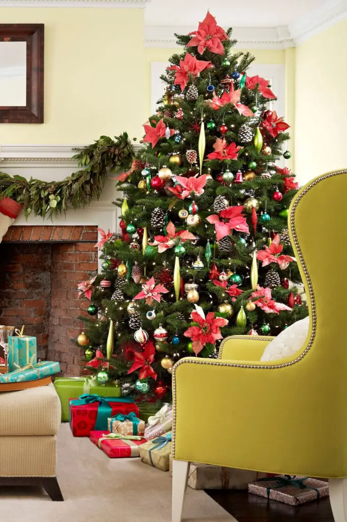 Poinsettia Christmas Tree Topper - Festive Florals for Your Tree