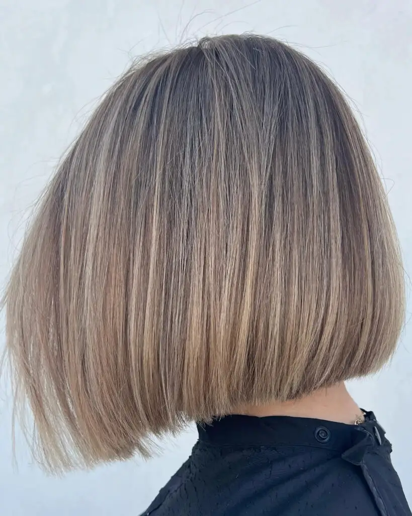 Sleek Sophistication: Angled Blunt Cut with Shadow Roots