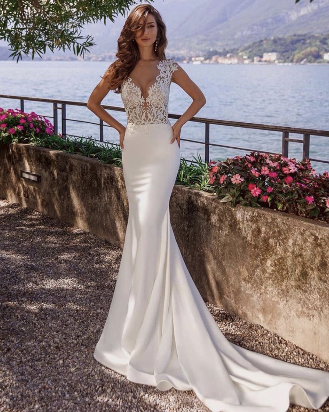 sexy wedding dresses ideas mermaid sweetheart neckline lace top beach viero