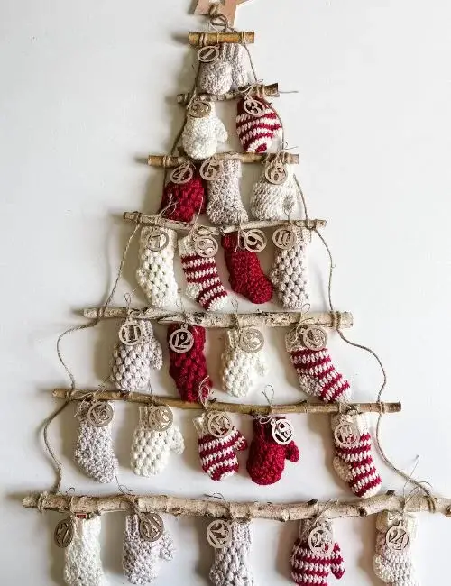 Countdown to Christmas with a Mini Striped Mitten Crochet Advent Calendar