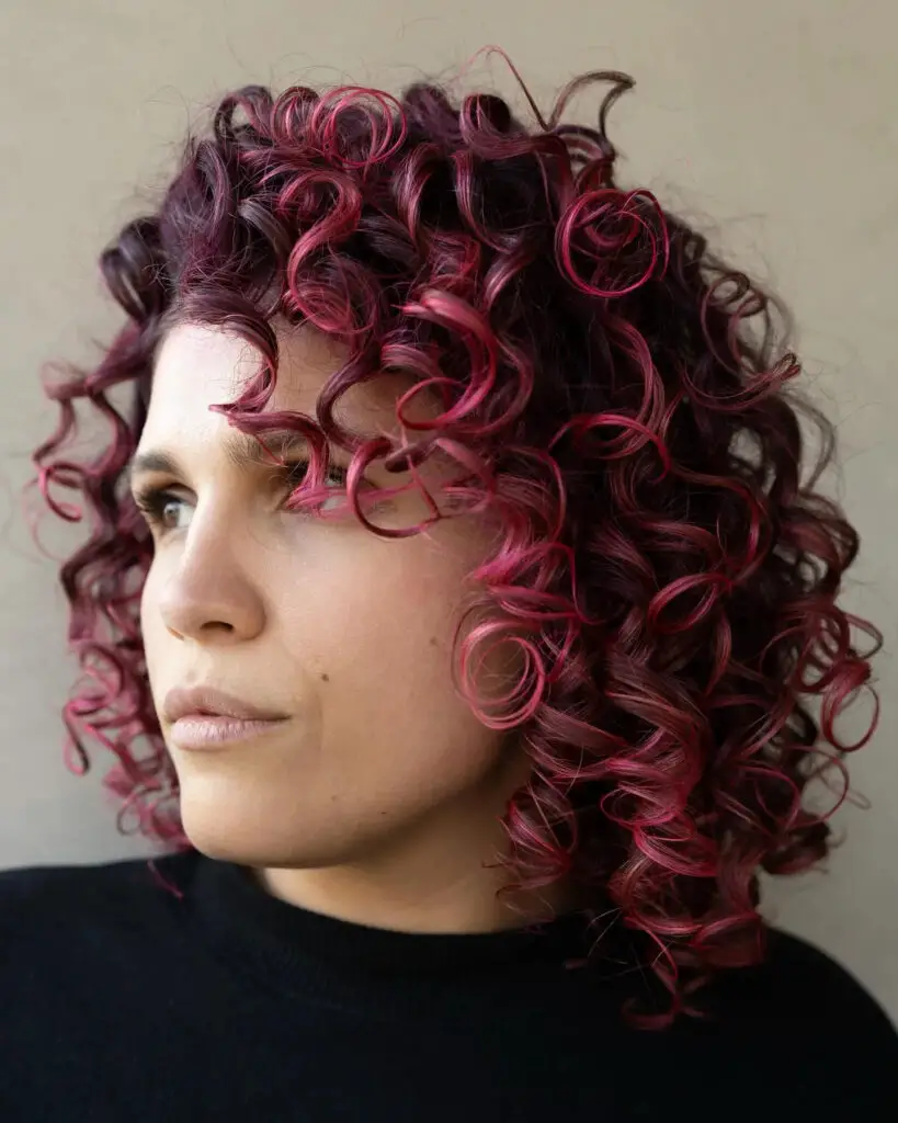 Bouncy Curls Transformed: Purple to Pink Beauty