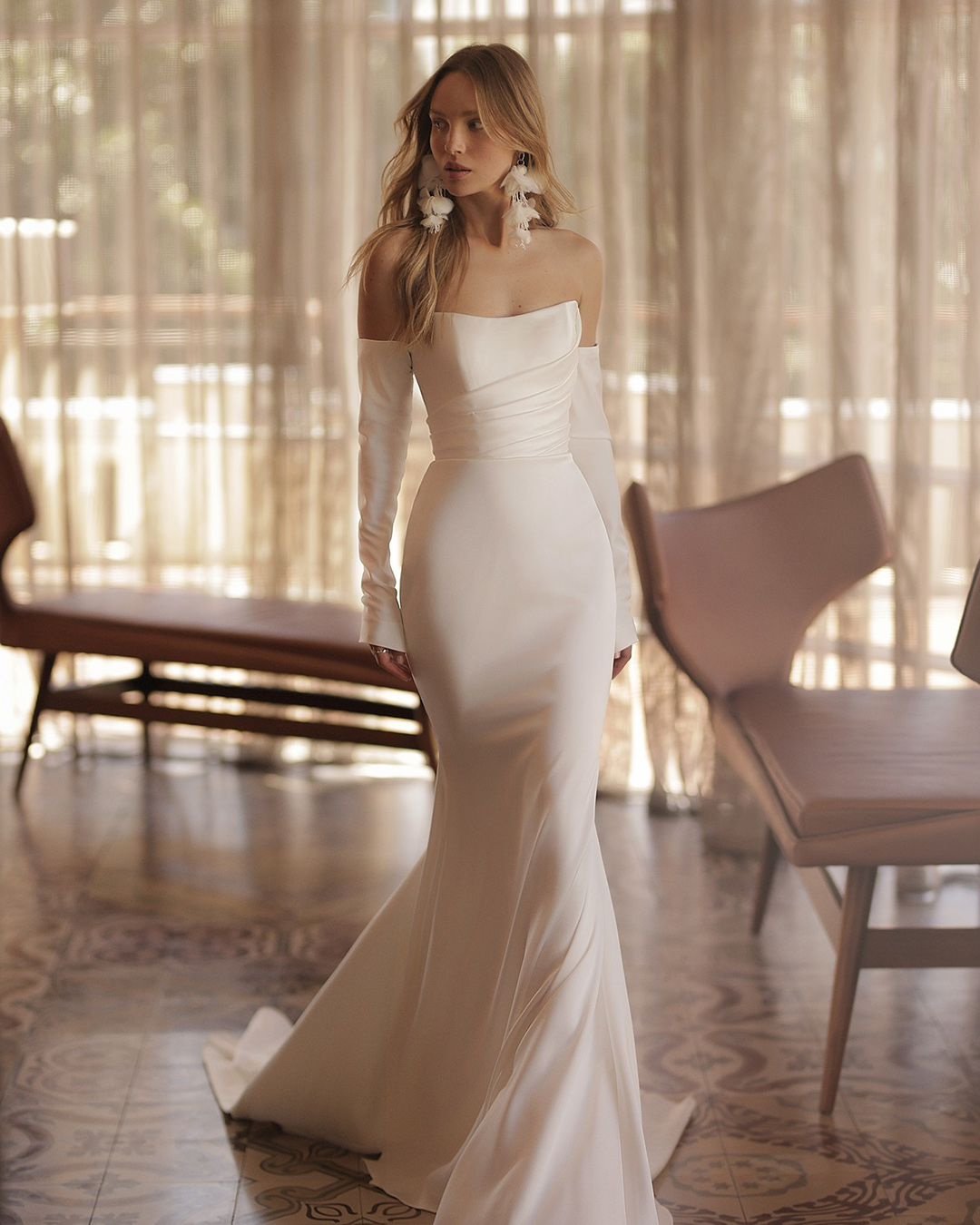 sexy wedding dresses ideas simple sleeves detached mermaid lihi hod