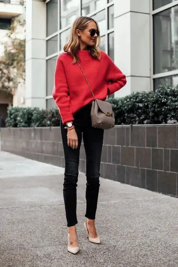 Casual Chic Red Sweaters: Street Style Inspo