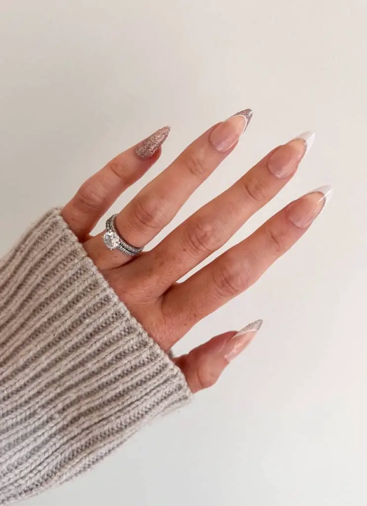 White and Rose Gold French Manicures - Elegant and Trendy