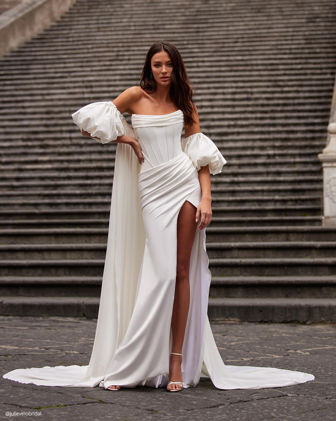 sexy wedding dresses ideas simple off the shoulder with slit strapless neckline julie vino