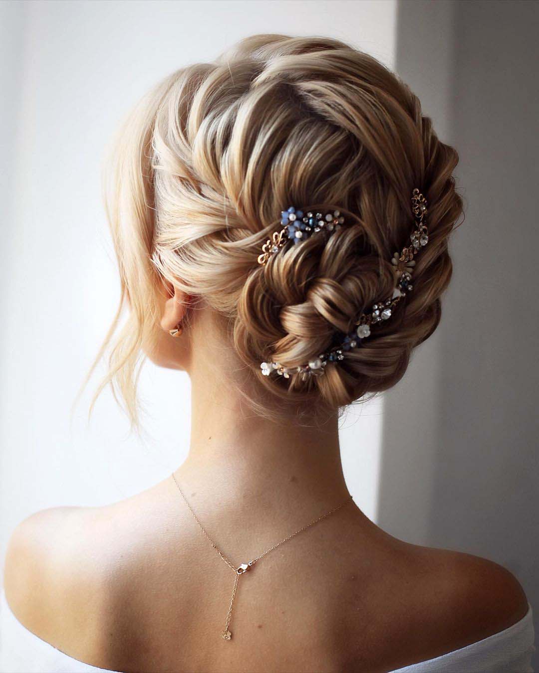 boho wedding hairstyles braided updo lenabogucharskaya