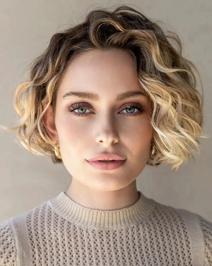 Two-Tone Marvel: Curly Bob's Stunning Style