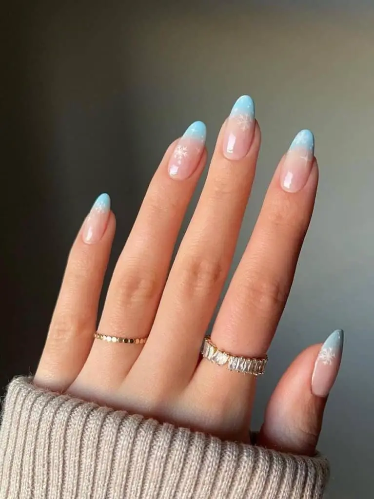 Ombre Frenchies with Lovely Snowflake Accents