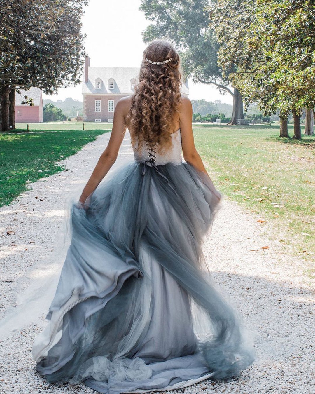 colourful wedding dresses blue with white simple a line frenchknotcouture