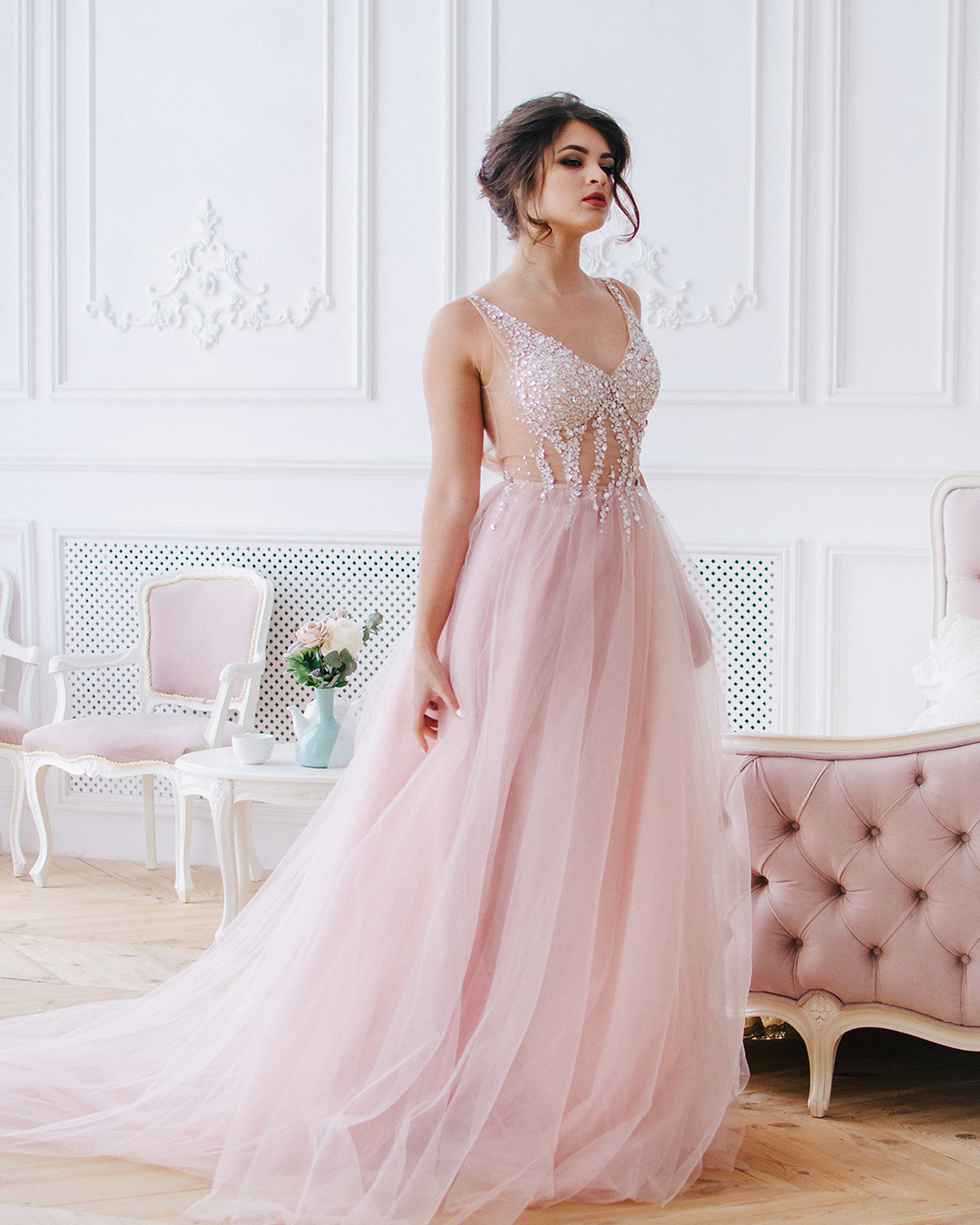 colourful wedding dresses blush tulle skirt shutterstock